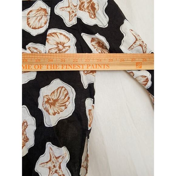 Nicolle Miller 100% linen Flax black white novelty clam shell print M Resort NWT - Picture 8 of 9